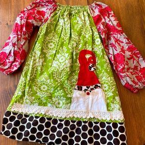 Santa dress demask leopard print accents Size 6X Perfect condition